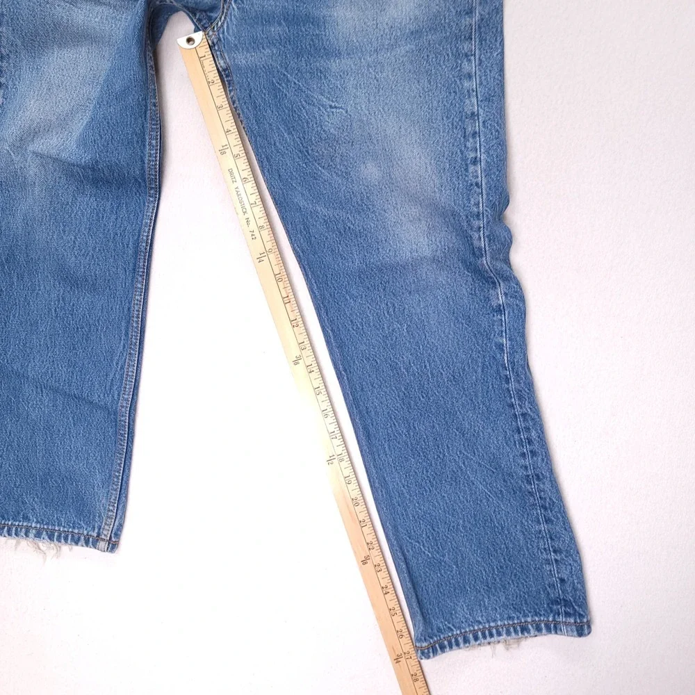 Levis 501 Mens Blue Medium Wash Straight Leg Button Fly Denim Jeans W32 L27